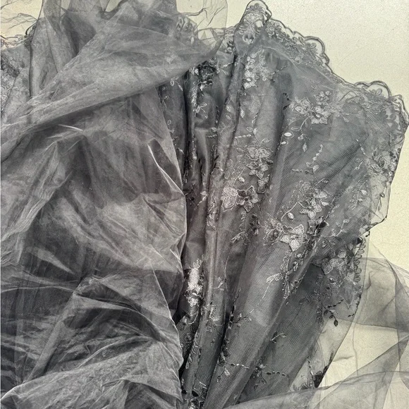 Lana Embroidered Tulle Ball Gown - Black - Picture 6 of 9